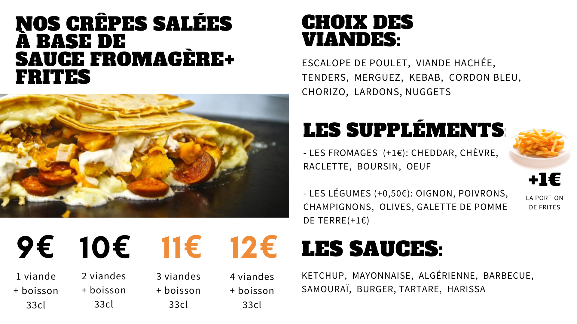 Menu Crêpes - Savourez nos crêpes salées garnies