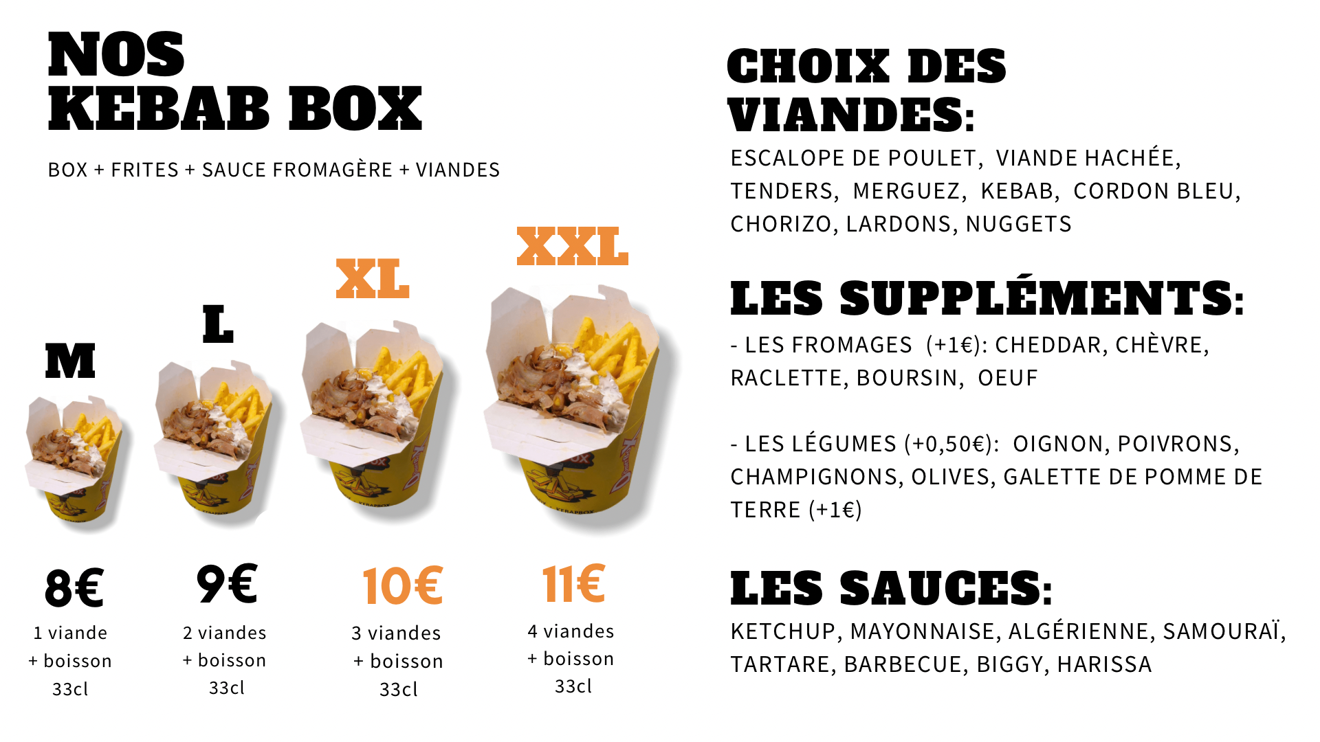 Menu Kebab - Box kebab avec frites et sauce au choix